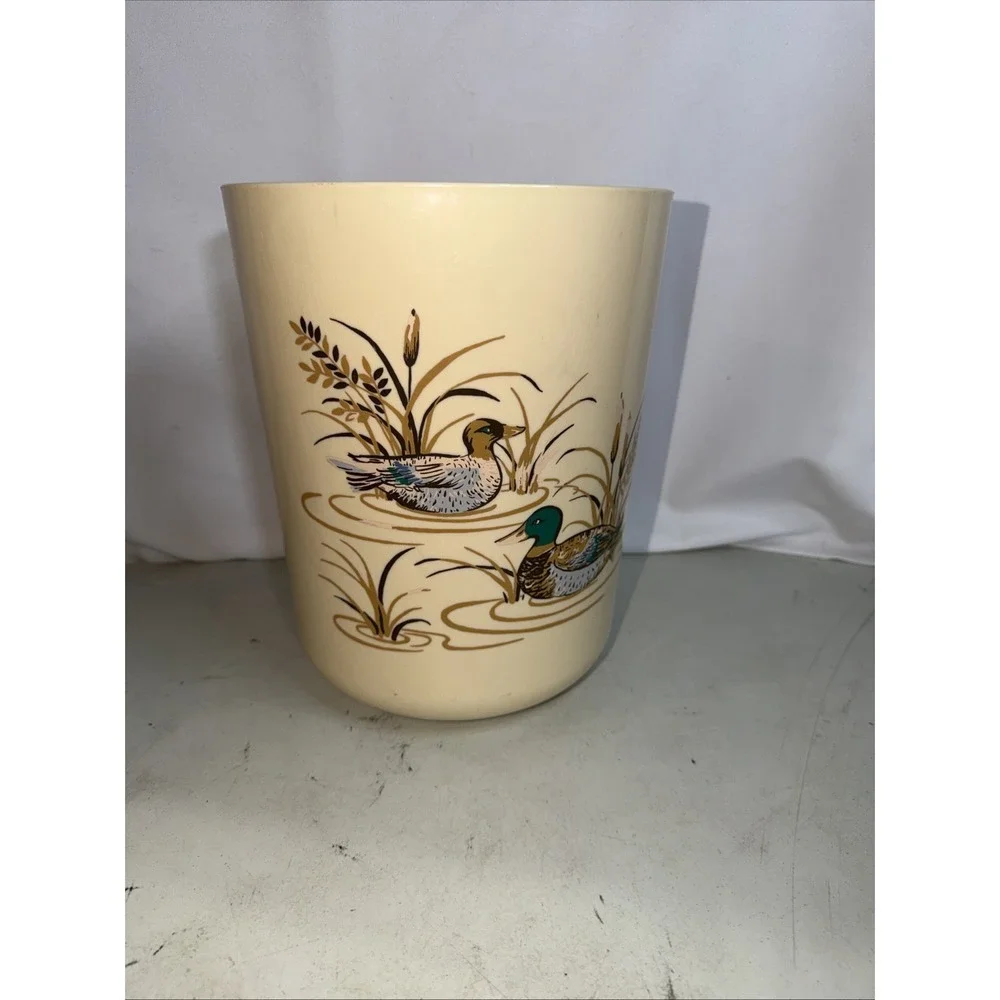 Hygiene Industries Wastebasket Unisex OS Tan Excellent Vintage Mallard Duck USA